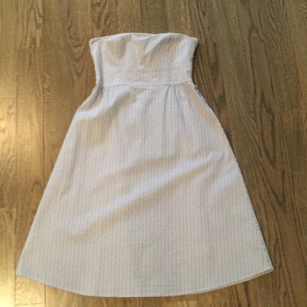 Light blue and white striped dress
